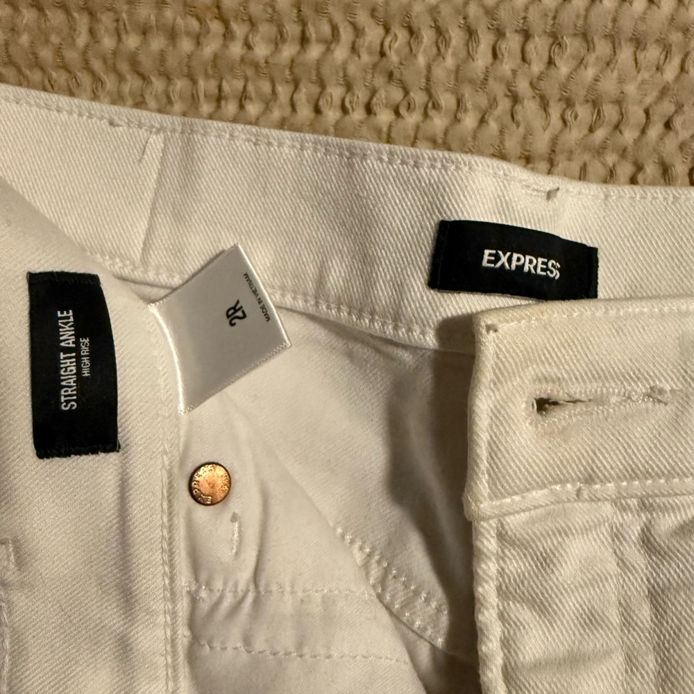 Express Ivory Straight Ankle Pants